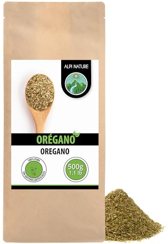 Alpi Nature Oregano Torkad 500g, Gnuggad Oregano Ört för Matlagning, Pasta och Pizza