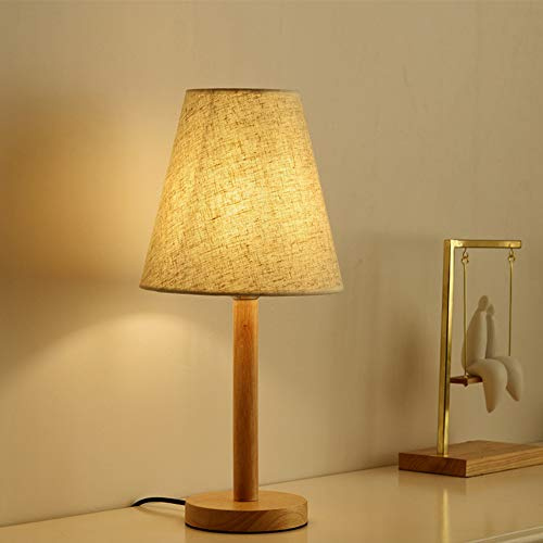 Mengjay LED Lámpara de Mesa, LED Luz Mesita de Noche, E27 Lámparas de escritorio, Pantalla de Tela, Lámpara Escritorio Diseño Clasico Vintage para Dormitorio, Estudio, Salon etc