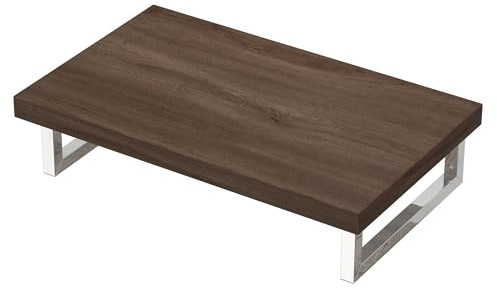 Mai & Mai Sobre Encimera de Madera Maciza para Lavabo Incl. Soporte de Acero Inoxidable, Estante de Pared para Baño Platte01, Roble, 50x80 cm