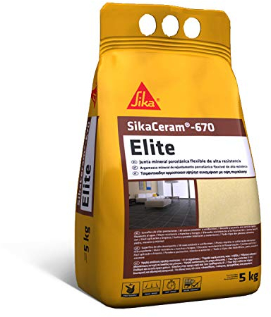 SIKA - Junta mineral porcelánica flexible - SikaCeram-670 Elite - Negro - De alta resistencia coloreada para relleno de juntas de 2-12 mm en paramentos y pavimentos - 5 kg