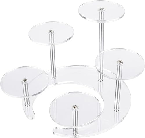 FINGERINSPIRE 5 Tier Transparent Acryl Schmuckständer 11.3x11cm Rotierende Ringe Halter Mondform Basis Schmuck Organizer Dekorative Display Sockel für Juwelen Kosmetik