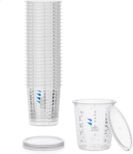 BenBow Vaso Medidor Profesional 25x 1370ml con 3x Tapa - Escala Diversa - Vaso Con Escala, Vaso Para Mezclar, Vaso Para Mezclar Pintura, Vaso Para Medir, Vaso Para Pintar, Vaso Para Mezclar