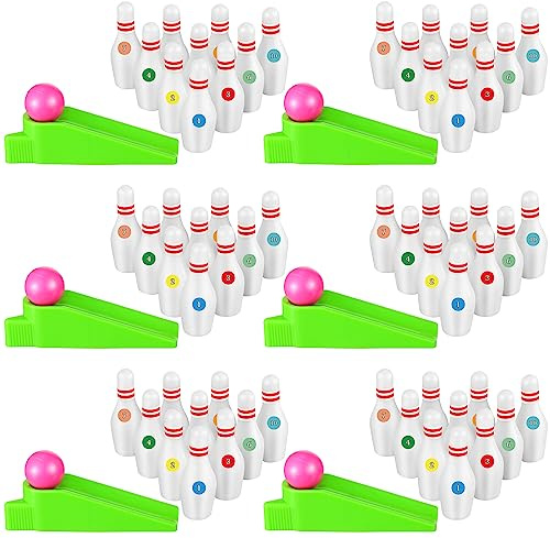 Kathfly Bowling Party Favors for Kids Mini Game with Miniature Bowl Pins Ramp Bowl Ball Tabletop Bowling Sets Goodie Bag Fillers for School Classroom Prize Party(25 Set)