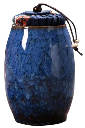 Angoily Kiln Tea Tea Jar Household Container Multi-function Canister Kitchen Holder Leaves Canister Loose Container Storage Jar Sealed Storage Pot (Blue)