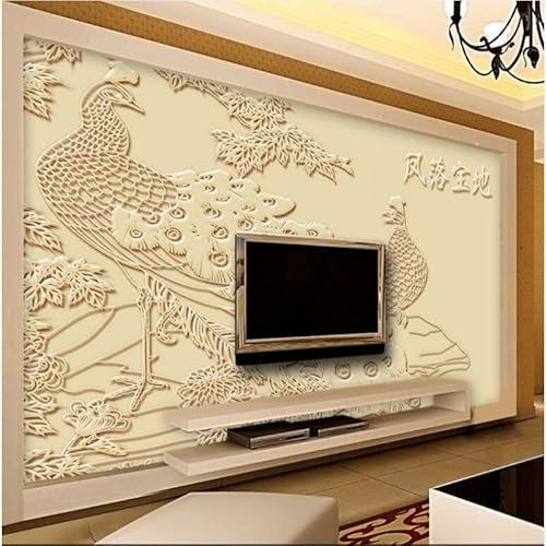 Custom Large - Scale Murals Three - Flowers and Birds Sandstone Three - Dimensional Background Wall Wallpaper*430cmx300cm(169.3x118.1inch)