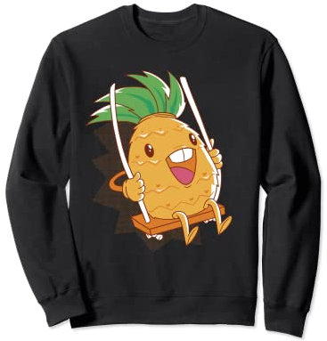 Ananas sur une balançoire Fruit de dessin animé Sweatshirt