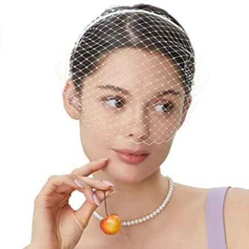 Sombrero de Velo Nupcial Fascinator Velo de Jaula de pájaros Nupcial Headwear Novia Pelo Accesorios Tocado Velo de Malla tocado elegante malla neta Tocado de Malla Nupcial Encantador (Blanco)