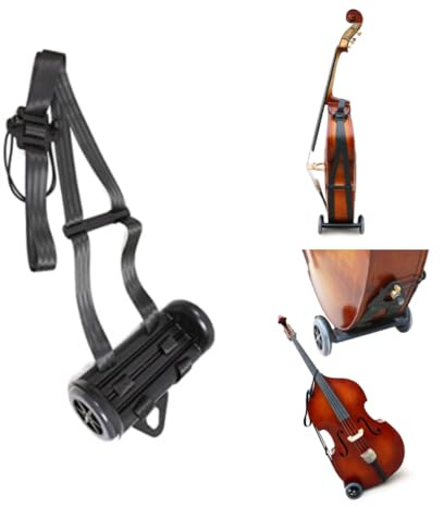 WUQIMUSC Upright Double Bass Cart with Durable Wheels and Adjustable Strap, Bass Stand Tools 1/10 to 4/4 Size, Easy to Transport