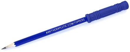 ARK® Beiß- und Kauaufsatz für Stifte in verschiedenen Stärken und Formen + Bleistift - Sensory Kauaufsatz, Beißblock, Kauen, Zahnen (weich, dunkelblau, Lichtschwert)