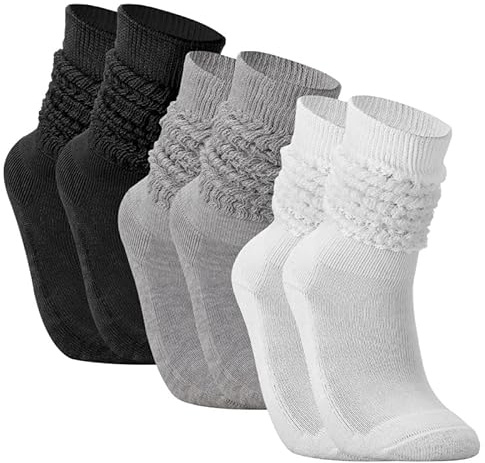 Firtink 3 Paar Damen Slouch Socken Wadensocken Lange Socken Sportsocken Stulpensocken Kniestrümpfe Damen Stricksocken für Stiefeletten Sneaker