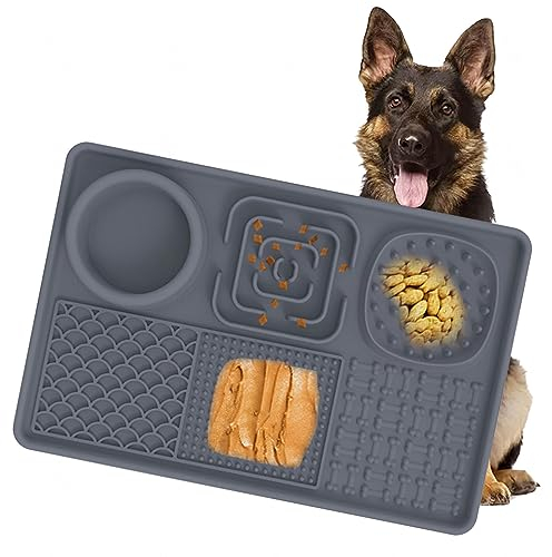 Anti Schling Napf Hund Antischlingnapf Hunde,Anti Schling Interaktiver Hundenapf Schleckmatte Hund,schleckmatte Hund Gross Für Kleine, Mittelgroße Und Große Rassen,Grey