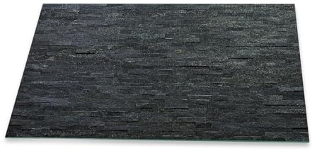 Herdabdeckplatte Abdeckung Ceranfeld Abdeckplatte Schneidebrett 1-Teilig 90x52 Schiefer Ziegel Steine Schwarz Spritzschutz Glasplatte Ceranfeldabdeckung Herdschutz Sicherheitsglas Glasschneidebrett
