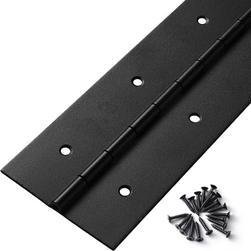 Heavy Duty Piano Hinge 36 Inch x 3 Inch Width, True 0.060'' Thick Stainless Steel Black Piano Hinge for Heavy Duty Cabinet, Door, Toolbox, Wooden Box, Metal Plate, Furniture, Industrial Project
