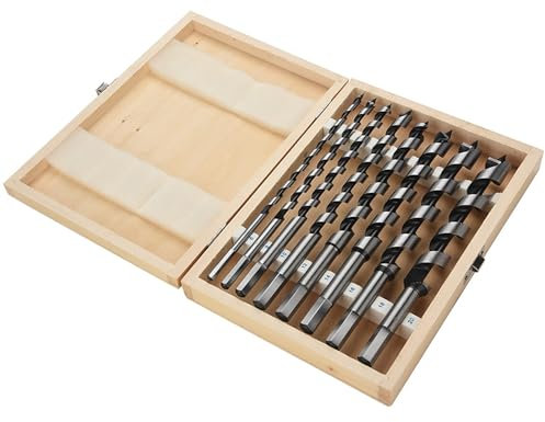 Cocoarm 8-teiliges Schlangenbohrer-Set aus Kohlenstoffstahl, Holzetui, Bearbeiteter Bohrer mit Sechskantschaft für Bohrmaschinen und Bohrer