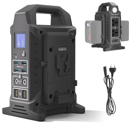 Came-TV Chargeur de Batterie Double V Mount, Le Premier Chargeur de Batterie 3 en 1 Double V-Lock au Monde & onduleur AC et multiprise avec D-Tap/Sortie DC/Ports USB/PD65W
