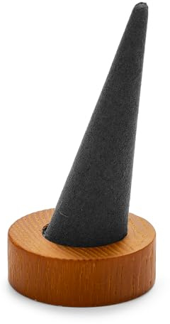 Oirlv Massivholz Ringständer Konisch Schmuck Ring Vitrine Display Stand(Grau)