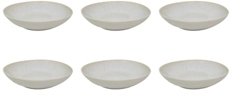 Artime Lot de 6 Assiettes Creuses, Salades, Soupes, Assiettes en Céramique Gris, Chic et Epurée, Adapté Lave-Vaiselle et Micro-onde, Design ethnique