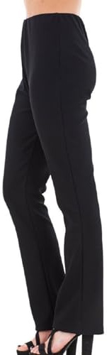 Ladies Bootleg Trousers Womens Bootcut Stretch Finely Ribbed Work Bottoms (UK, Numeric, 14, Regular, Short, Black)