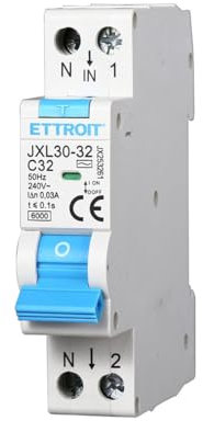 ZOREI Interruttore Magnetotermico Differenziale, 1P+N 220V Da 1 Modulo DIN, RCBO 1P+N 6kA 30mA C32 32A