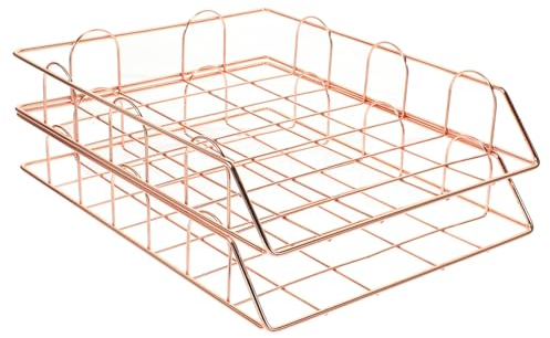 PLAFOPE 2stücke Schreibtisch-Organizer Aus Metall Aktenhalter Und Zeitschriftenablage Ordnerhalter Für Schreibtisch Schreibtischablage Für Dokumente Und Magazine Platzsparende