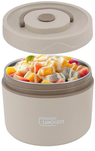 Tissting Food Flask for Hot Food 550ml Soup Flask Thermal Lunch Containers | 304 Stainless Steel Liner Insulated Food Jar Salad Picnic Boxes White
