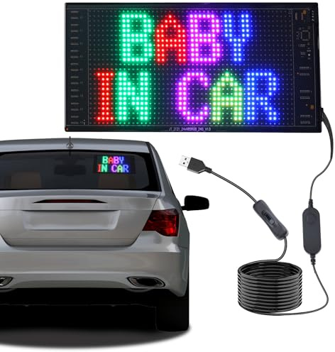 Rupse LED Laufschrift, Flexibles LED-Display mit Bluetooth Smart App, Programmierbare Tafel für Auto, LKW, Shop, Bar, Graffiti Text Animationsanzeige, 27 * 12cm