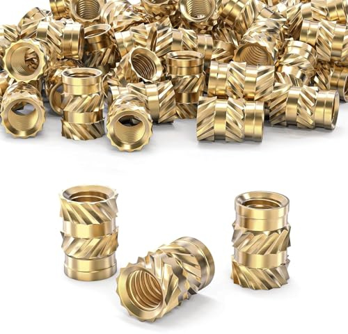 ORTAVA 100 st. gänginsats 3D-tryck, M4 × 8,1 × 6 mm smältgänga | Pressmuttrar mässing, trådade insatser för 3D-utskriftsdelar, plastskal