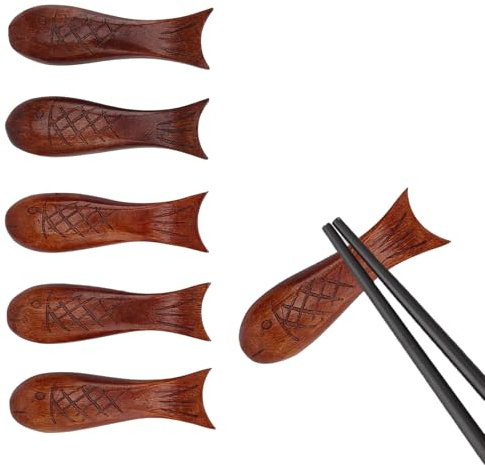 6 Piezas Soporte Para Palillos, Soporte De Descanso Para Palillos, Soporte Para Palillos Cucharas Para Cubiertos, De Madera, Con Forma De Pez, Para Restaurantes, Hogares, Comidas Campestres, Picnics