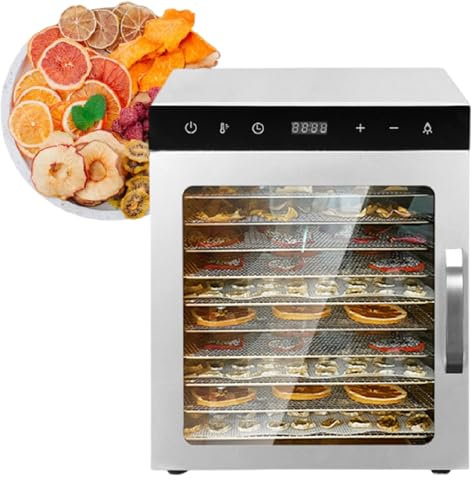 Bandejas De Acero Inoxidable 8/10 Para Alimentos Y Cecina, Hierbas, Frutas, MáQuina Deshidratadora Con Temporizador Digital Y Control De Temperatura,8Tray-220V