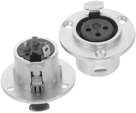 NULYLU Connecteur Femelle pour Microphone à 3 Broches, Prise de Montage sur Panneau en Alliage de Zinc, Lot de 2 pour Équipement Audio et Baie de Brassage