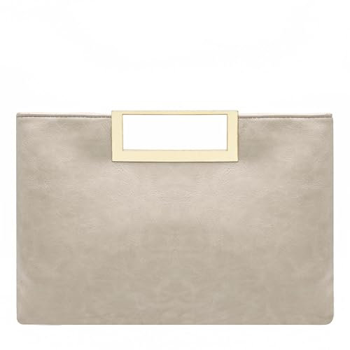 Milisente Damen Clutch Handtasche Schultertasche Elegant Abendtasche mit Handle Crossbodytasche Für Hochzeit (Beige)