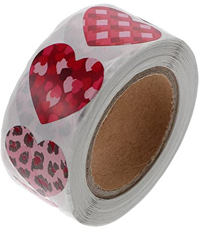 Operitacx 1 Rolle Valentinstag Aufkleber transparente Aufkleber Siegel abdichtende Karte Wrap-Tag scheckheft scrabbook vorhanden Herzetiketten zum Backen Papier