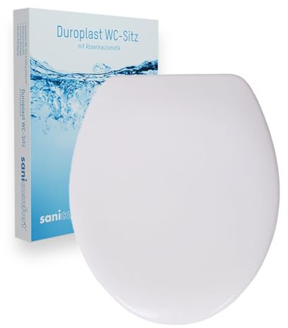sanicomfort WC-Sitz, Duroplast, mit Absenkautomatik, Toilettensitz passend für alle handelsüblichen WC-Becken (weiß)