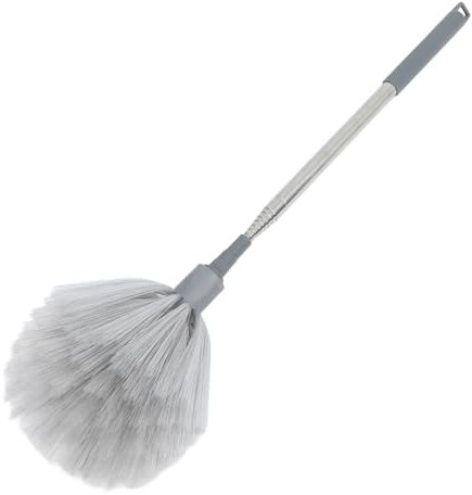MUCKLILY Telescoping Duster with Extension Pole Washable Ceiling Cleaner for High Ceilings and Cobwebs Gray 2.3m Long Handle Dusting Brush for Home Use