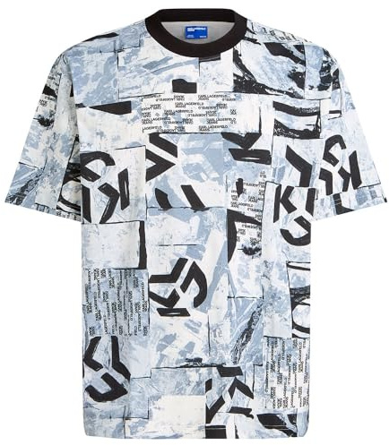 KARL LAGERFELD JEANS Hombre Relaxed All Over Print T-Shirt Textura urbana con estampado integral L