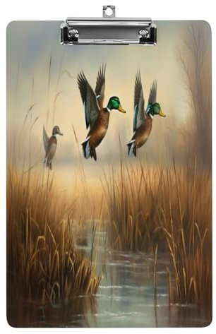 Planche à clip en acrylique transparent de 31,8 x 21,6 cm, peut contenir 100 feuilles amusantes de chasse, vol, impression sauvage, clip bas pour bureau, restaurant