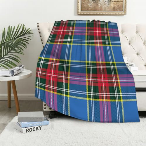 MAAPCHP Kuscheldecke Flauschig Decke Fleecedecke Blaues Tartan-Kilt-Textil-abstraktes K Wohndecke Warm Winter Weich,Decke Couch Blanket,Wohn- & Kuscheldecken 76 x 100 cm,Sofa überwurfdecke