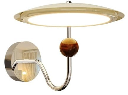 Lámpara de Pared Moderna de Mediados de Siglo, Estilo francés Creativo en Crema, con Forma de platillo Volador, LED de 12 W, para Dormitorio, Sala de Estar, Pasillo, Pasillo.
