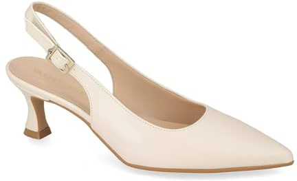 Valleverde 19040, Décolleté Slingback da Donna in Pelle con Cinturino Regolabile (Crema, Sistema Taglie Calzature EU, Adulto, Numero, Media, 38)
