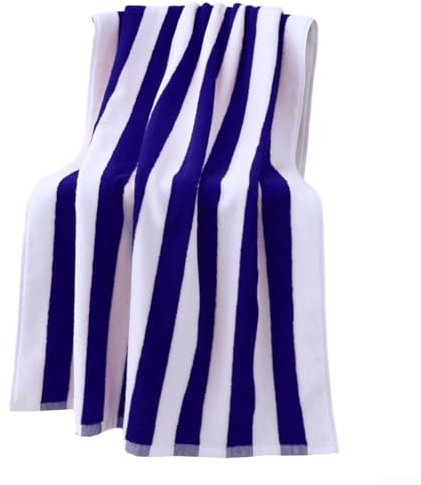 Copertura per poltrona da spiaggia in cotone a righe con tasca, 76 x 213 cm, asciugamano oversize per sdraio da piscina, grigio, rosso, blu, nero (blu)