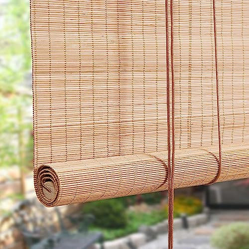 Natürliche Bambusrollos für Veranda, UV-Schutz, atmungsaktiv, für Innen- und Außenbereich, vertikale Bambusvorhänge für Garten und Fenster (140 x 220 cm)