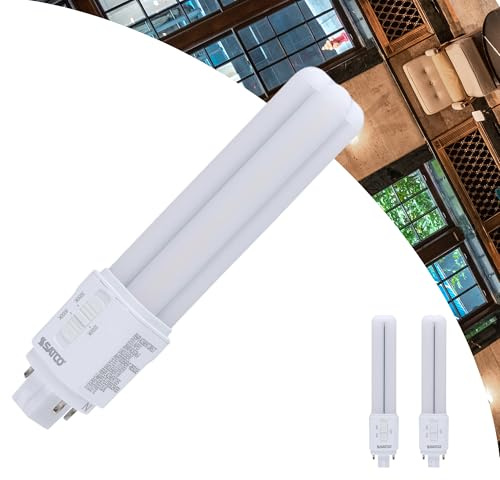 Satco LED PL Lamp 9.5W 18W/26W/32W Equivalent 3000K/3500K/4000K CCT Selectable G24q 4-Pin Base Type A/B Dual Mode 120-277V – Part S29854 (2 Pack)