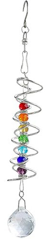 ZWWOGE Atrapasoles Cristal Colgante, Suncatcher Crystal con Doble Espiral, Atrapasoles Cristal Feng Shui para Ventanas Jardines, Atrapasoles de Cristal Colgante Estilo Campanilla de Viento Jardín