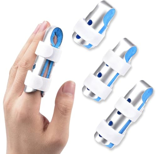 3 férulas para dedos de aluminio, doble pieza de aluminio, protección de dedos en caso de lesiones, férula de dedo medio, dedo pequeño, juego de férula para inmovilización (S/M/L)