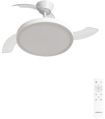 CREATE / WIND CLEAR STUDIO M/Ventilador de techo con luz blanco con mando / 40W, Temporizador, Ø 108 cm, 6 velocidades, aspas retráctiles, 3 temperaturas de luz, función verano-invierno