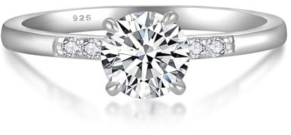YL Moissanite Bague Fiançailles Femme 0,8 Carat Couleur D VVS1 Bagues de Promesse pour Elle Argent 925 Statement pour Anniversaire Saint-Valentin(Taille 54