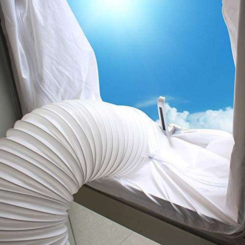 SUPYINI Air Conditioner Window Seal, AC Window Seal Kit, Flexible Cloth Sealing Plate Window Sealer for Mobile Air Conditioner with Zip and Adhesive Fastener, 27 * 31.5CM