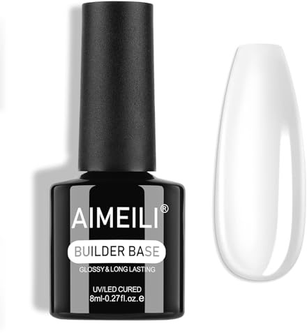 AIMEILI 7 en 1 Builder Gel Vernis Semi Permanent Transparent Base et Structure pour Extensions, pour Nail Art, Décorations et Stickers, Renforcement et Réparation de manucure 8ml