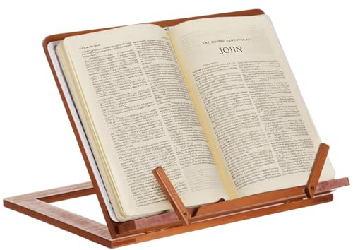 Leggio regolabile in legno massello, supporto da lettura pieghevole per bibbie, libri di cucina, spartiti musicali, tablet e computer portatili (design pieghevole e portatile)