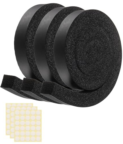 sourcing map Lot de 3 bandes d'étanchéité en mousse de 1 m, 2,5 cm de large x 2,5 cm d'épaisseur, ruban isolant en mousse haute densité à cellules ouvertes pour climatiseur pour portes, fenêtres, noir